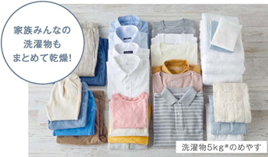 洗濯物5kgのめやすを示した衣類の写真